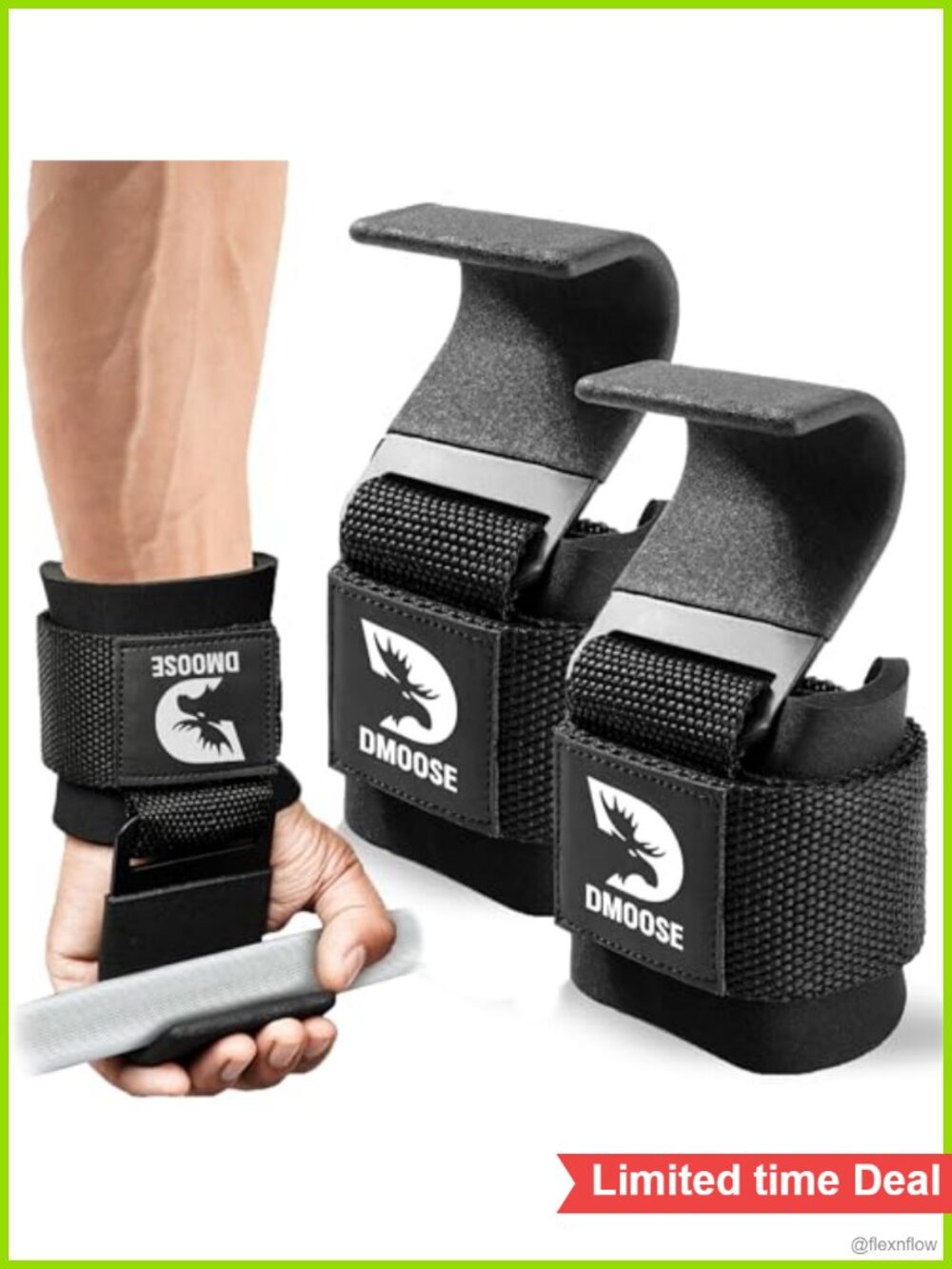 Weight Lifting Hooks Nylon Anti-Rip Strap Hand Grips Wrist Padding for